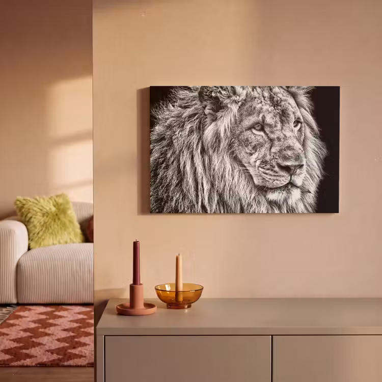 Portret - Leeuw - Zwart wit canvas 2cm klein -sfeer1