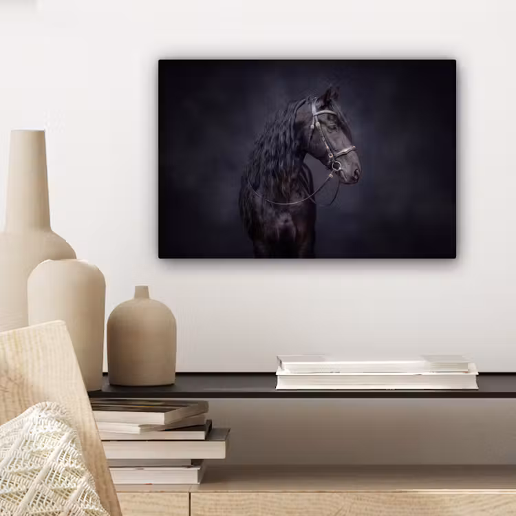 Portret - Paard - Donker canvas 2cm klein -closeup_print_DE