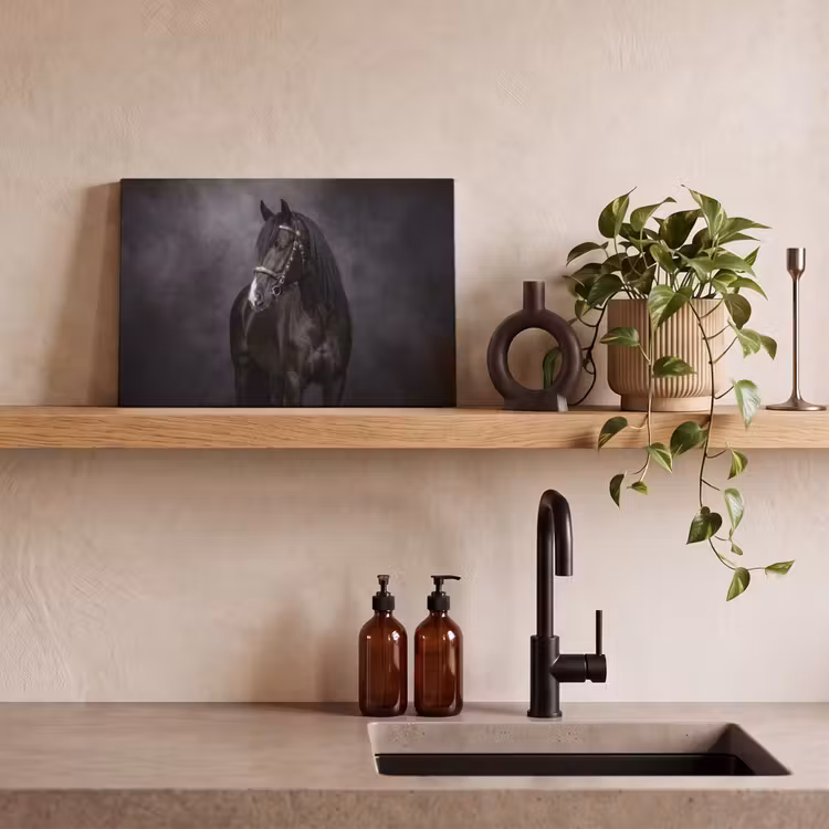 Portret - Paard - Zwart canvas 2cm klein -sfeer6