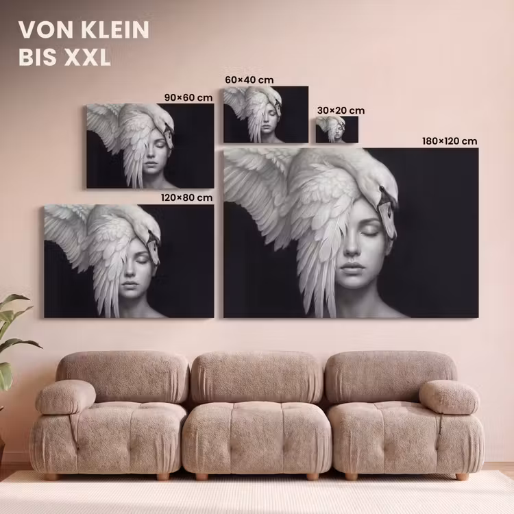Portret - Zwaan - Zwart - Wit canvas 2cm klein -Xsfeer8_DE