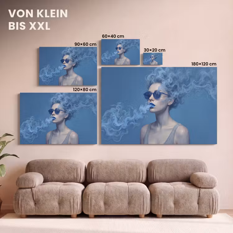 Portret - Zonnebril - Rook - Abstract - Blauw canvas 2cm klein -Xsfeer8_DE