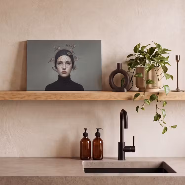 Portret - Vogels - Zwart canvas 2cm klein -closeup_print_DE