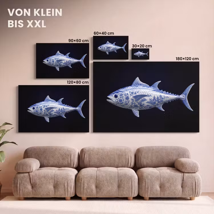 Porselein - Tonijn - Delfts - Blauw canvas 2cm klein -Xsfeer8_DE
