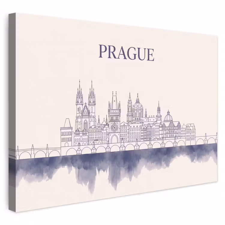 Praag - Skyline - Architectuur - Blauw canvas 2cm klein -3d