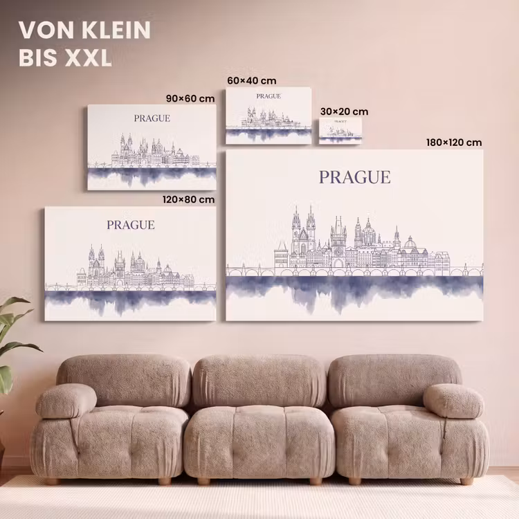 Praag - Skyline - Architectuur - Blauw canvas 2cm klein -Xsfeer8_DE