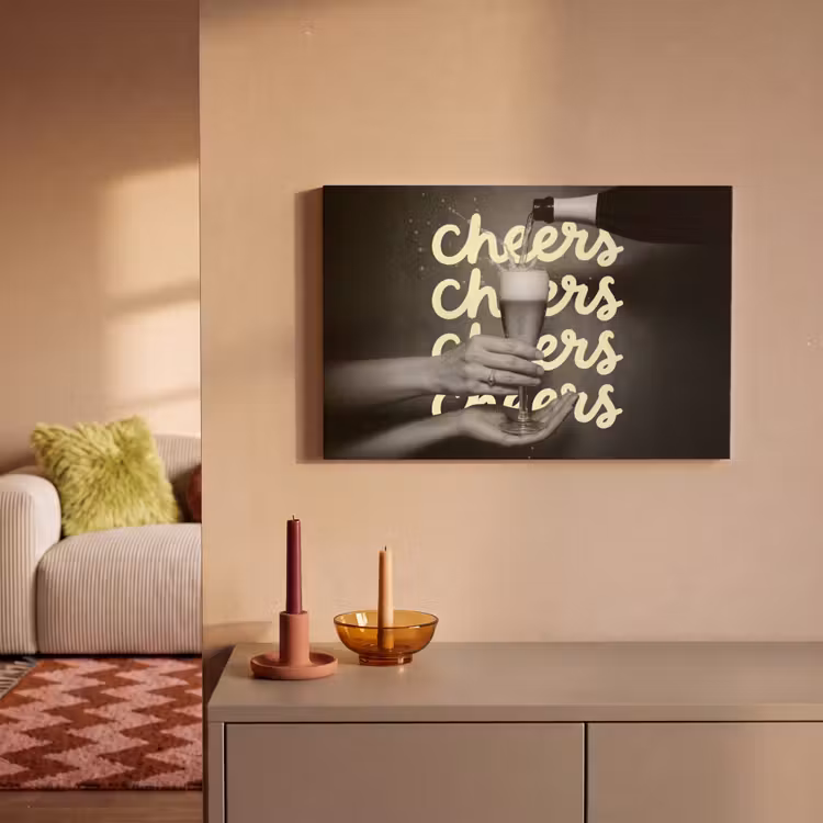 Cheers - Wijn - Zwart - Wit canvas 2cm klein -sfeer1