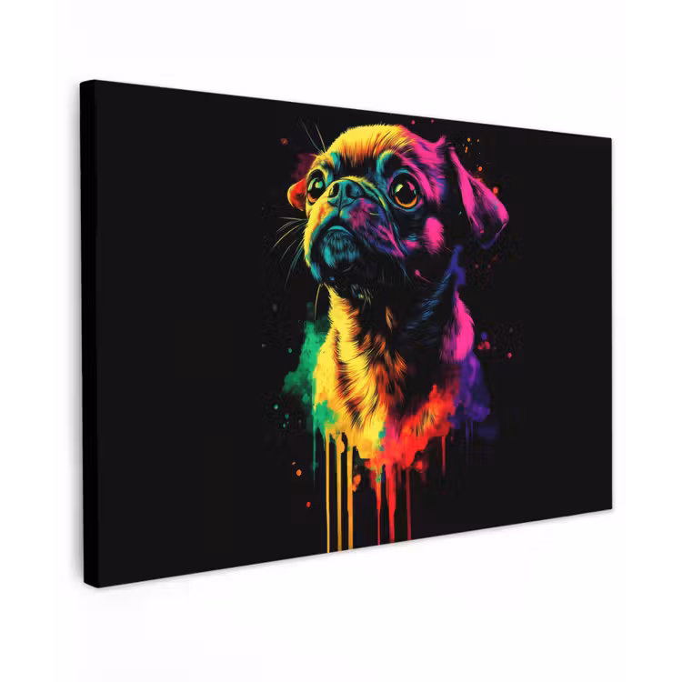 Puck - Hond - Verf - Kleuren canvas 2cm klein -z3d