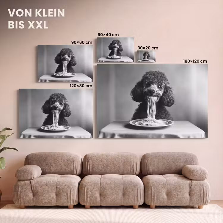 Poedel - Hond - Zwart - Wit - Schattig - Pasta canvas 2cm klein -Xsfeer8_DE