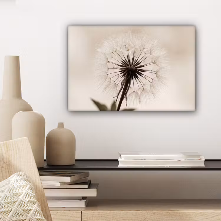 Paardenbloem - Minimalistisch - Wit canvas 2cm klein -closeup_print_DE
