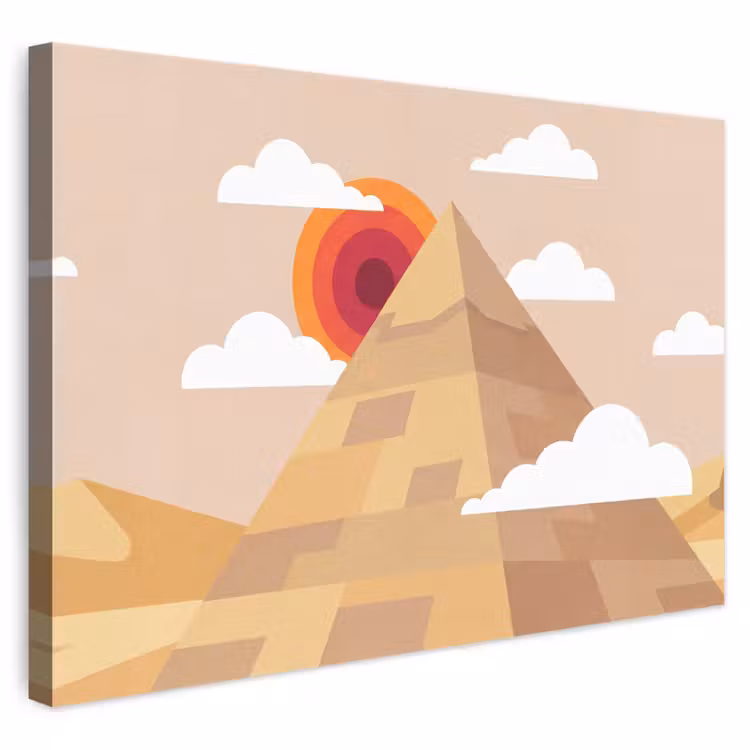 Piramide - Zon - Woestijn - Modern - Oranje canvas 2cm klein -3d
