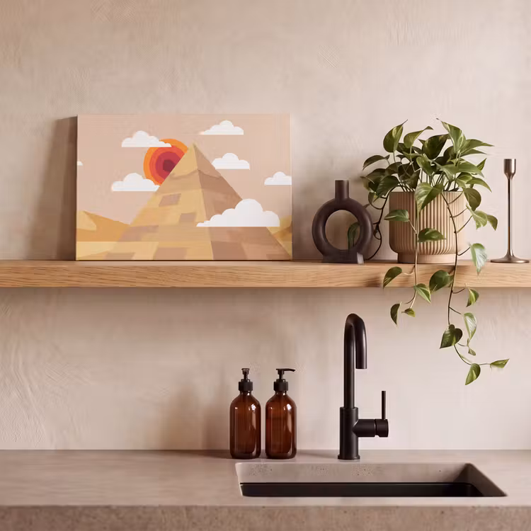 Piramide - Zon - Woestijn - Modern - Oranje canvas 2cm klein -sfeer3