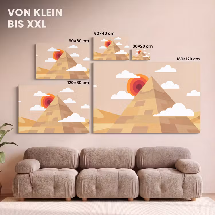 Piramide - Zon - Woestijn - Modern - Oranje canvas 2cm klein -Xsfeer8_DE