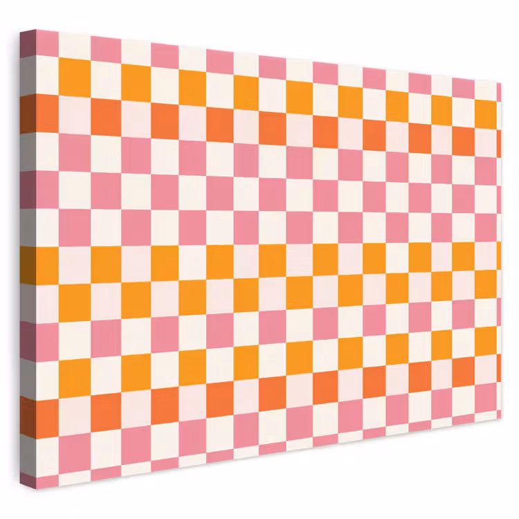 Vierkant - Patroon - Oranje canvas 2cm klein 34 -3d