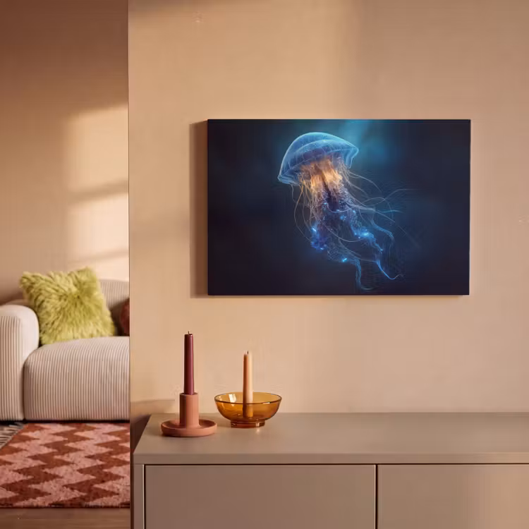 Kwal - Lichtgevend - Tentakels - Blauw canvas 2cm klein -sfeer1