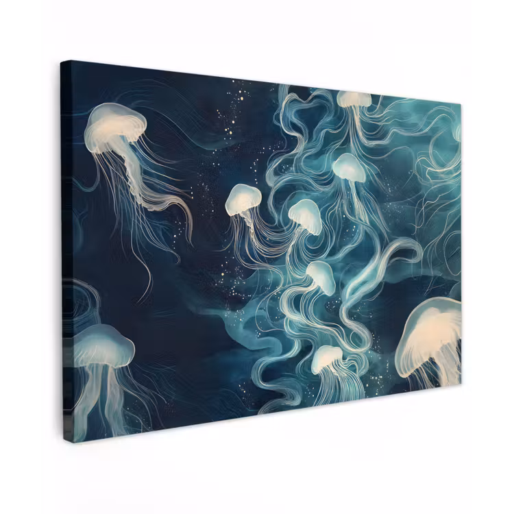 Kwallen - Zee - Wit - Golven canvas 2cm klein -z3d