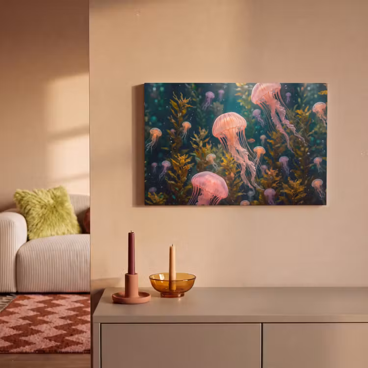 Kwal - Roze - Onderwater - Zeeleven - Dieren canvas 2cm klein -sfeer1