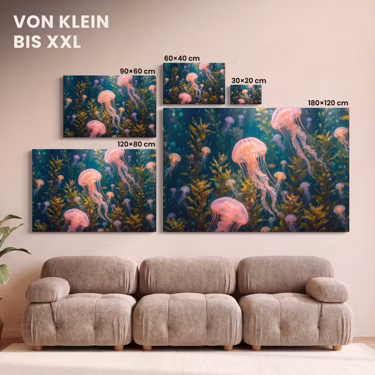 Kwal - Roze - Onderwater - Zeeleven - Dieren canvas 2cm klein -Xsfeer8_DE