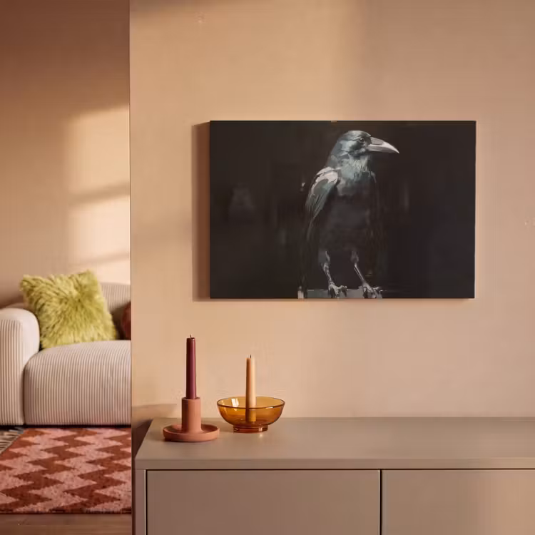 Raaf - Vogels - Zwart canvas 2cm klein -sfeer1