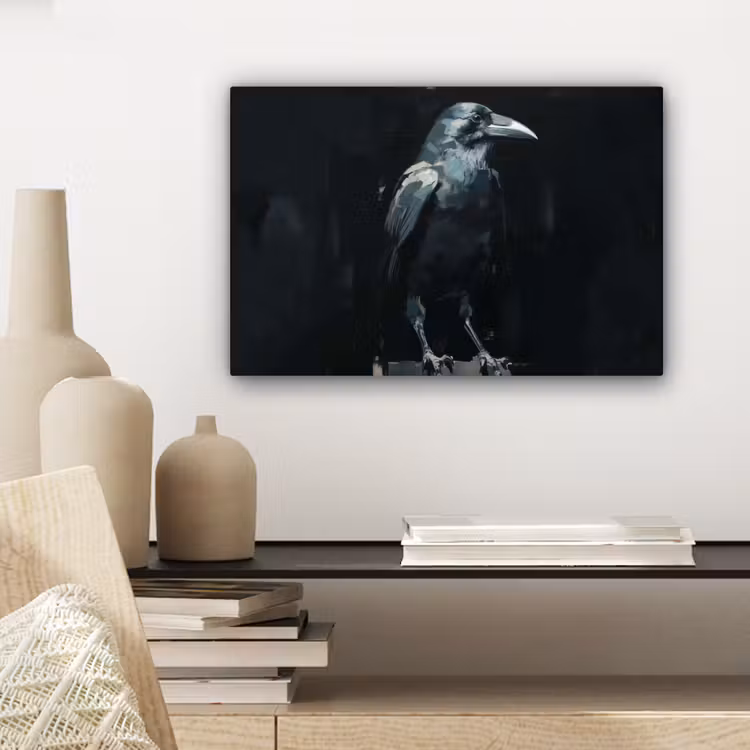Raaf - Vogels - Zwart canvas 2cm klein -sfeer6