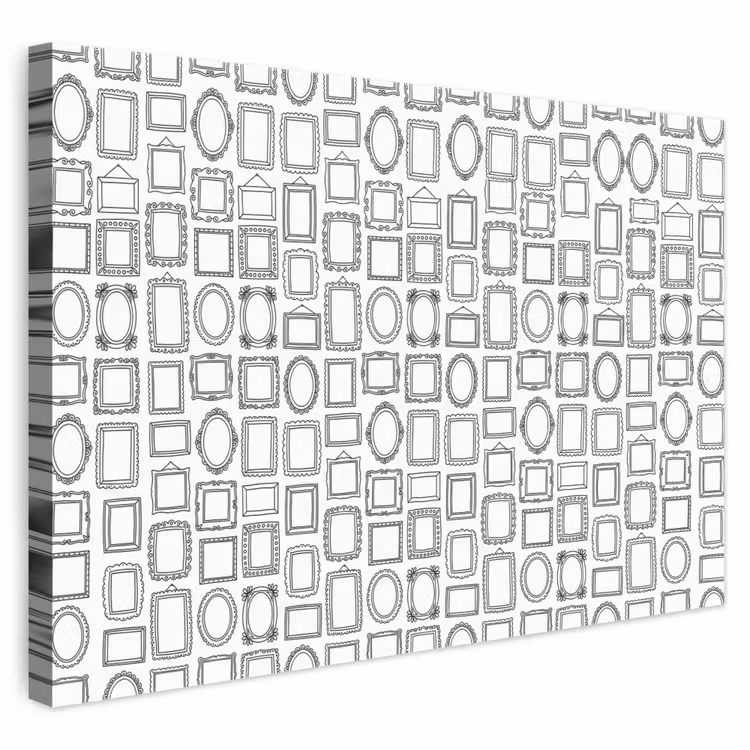 Lijsten - Patroon - Decoratie - Schets - Zwart-wit canvas 2cm klein -3d
