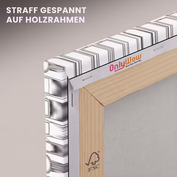 Lijsten - Patroon - Decoratie - Schets - Zwart-wit canvas 2cm klein -uniquesellingpoint_afwerking-onlywow_DE