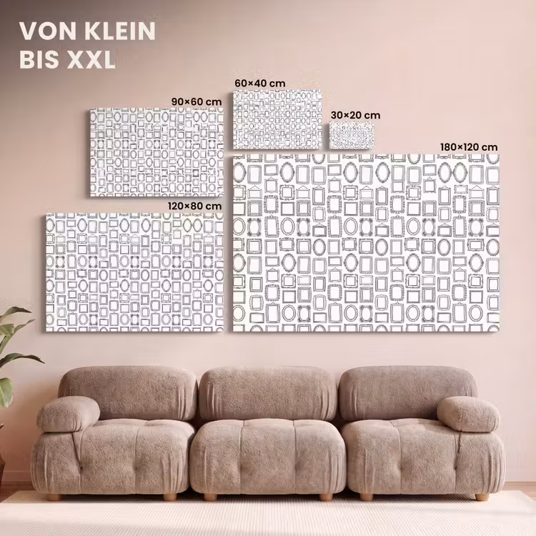 Lijsten - Patroon - Decoratie - Schets - Zwart-wit canvas 2cm klein -Xsfeer8_DE