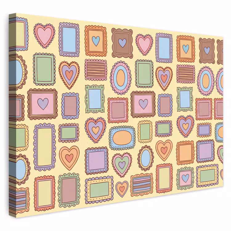 Lijst - Patroon - Hart - Speels - Kleurrijk canvas 2cm klein -3d