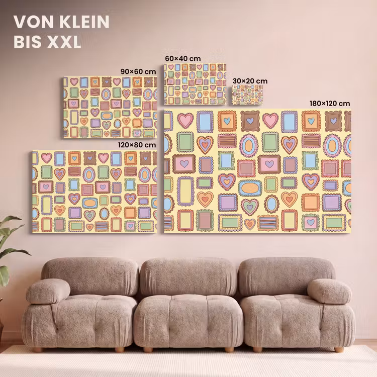 Lijst - Patroon - Hart - Speels - Kleurrijk canvas 2cm klein -Xsfeer8_DE