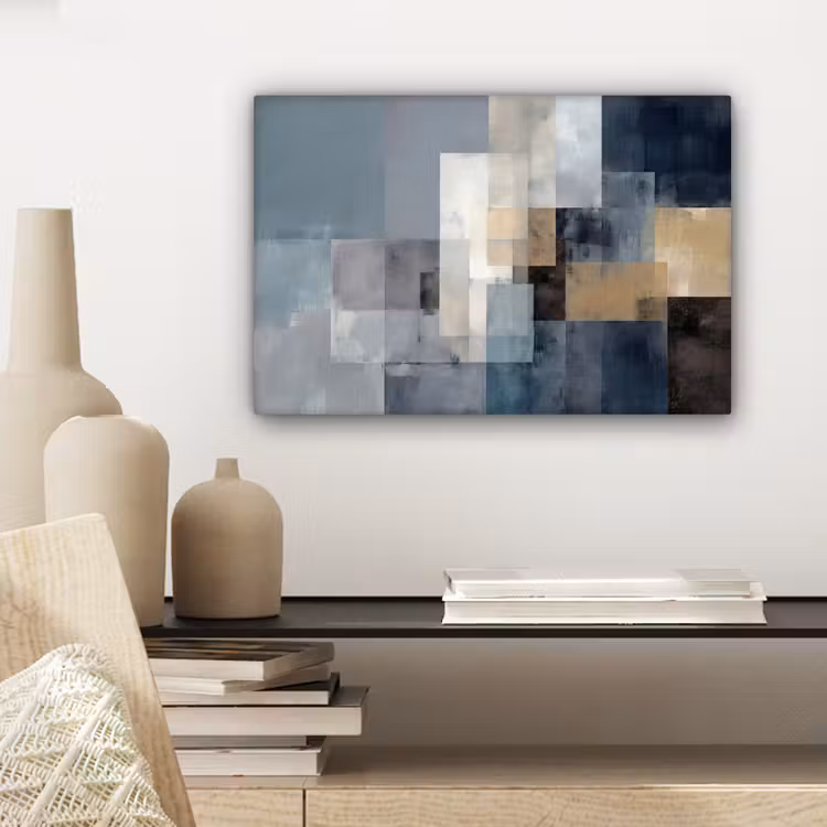 Rechthoeken - Abstract - Blauw canvas 2cm klein -sfeer6