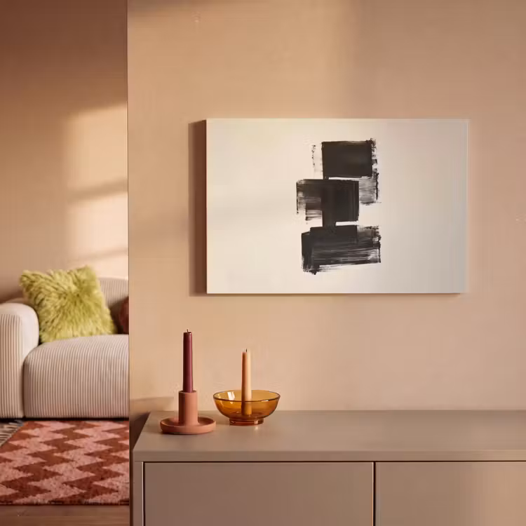 Rechthoeken - Penseelstreken - Abstract - Zwart canvas 2cm klein -sfeer1