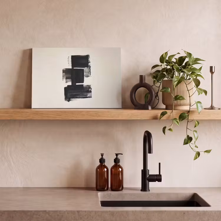Rechthoeken - Penseelstreken - Abstract - Zwart canvas 2cm klein -sfeer3