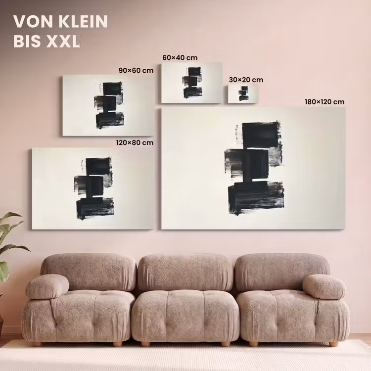 Rechthoeken - Penseelstreken - Abstract - Zwart canvas 2cm klein -Xsfeer8_DE