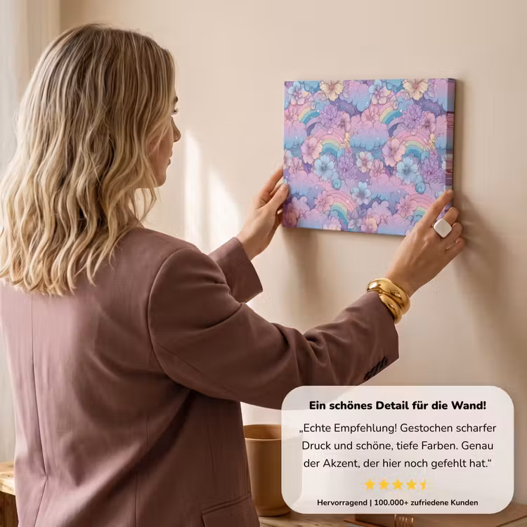 Regenbogen - Bloemen - Kleurrijk - Wolken canvas 2cm klein -sfeer3