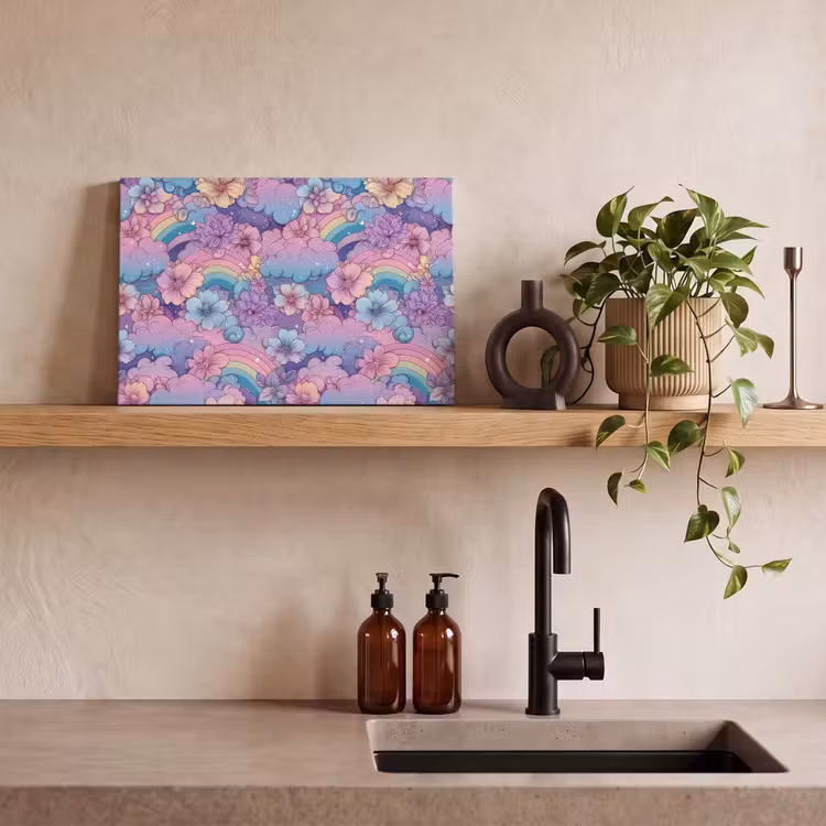 Regenbogen - Bloemen - Kleurrijk - Wolken canvas 2cm klein -sfeer6