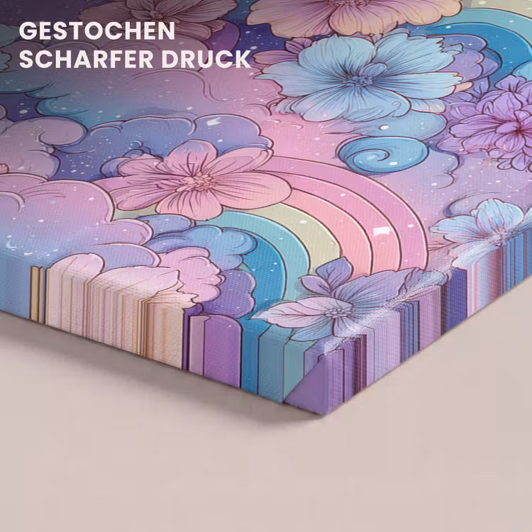 Regenbogen - Bloemen - Kleurrijk - Wolken canvas 2cm klein -uniquesellingpoint_afwerking-onlywow_DE
