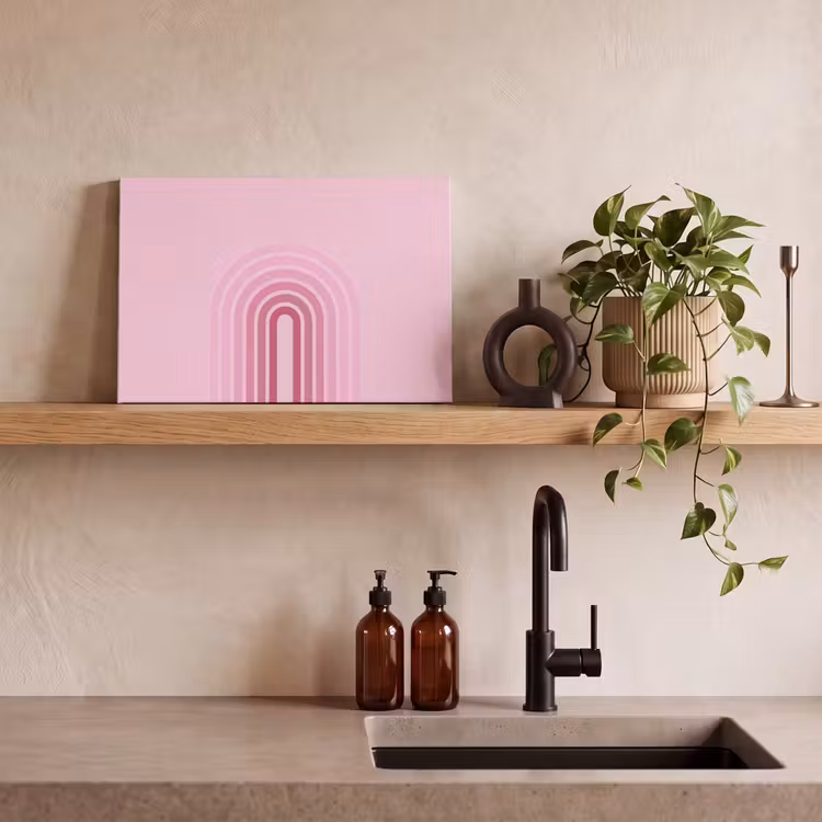 Regenboog - Roze - Abstract - Modern - Minimalistisch canvas 2cm klein -sfeer3