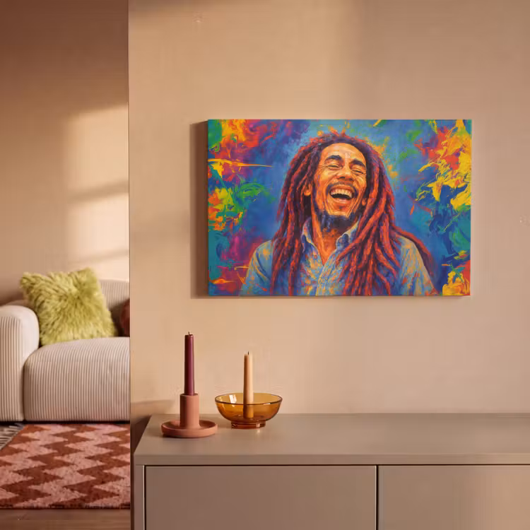 Regenboogkleuren - Man - schilderij canvas 2cm klein -sfeer1