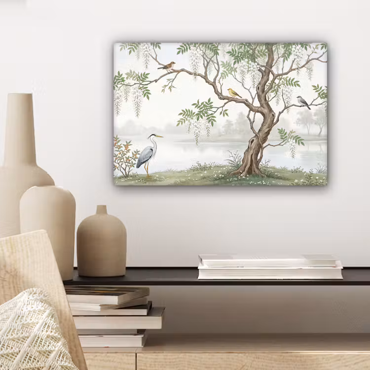 Reiger - Landschap - Groen canvas 2cm klein -closeup_print_DE
