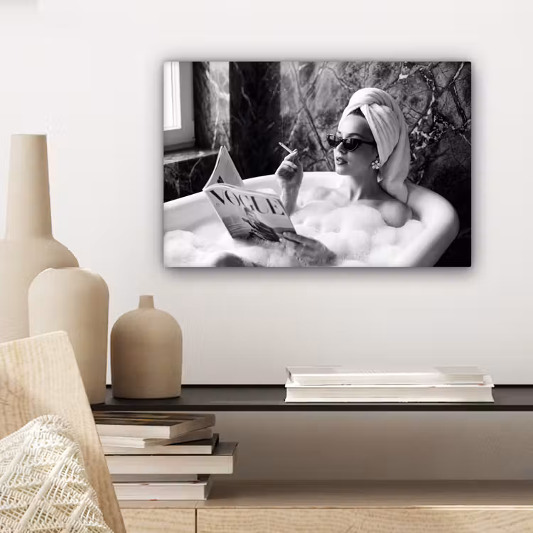 Relaxt - Bad - Zwart - Wit canvas 2cm klein -closeup_print_DE