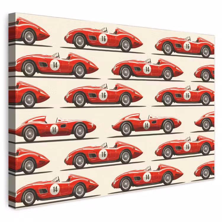 Raceauto - Retro - Rood canvas 2cm klein 34 -3d