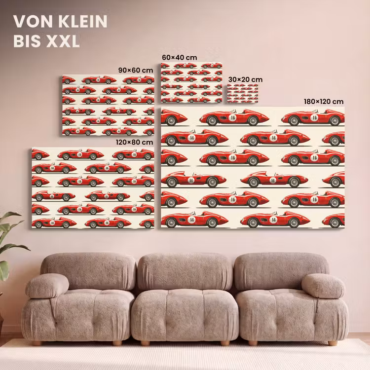 Raceauto - Retro - Rood canvas 2cm klein 34 -Xsfeer8_DE