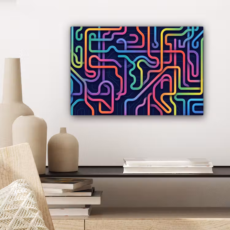 Retro - Abstract - Neon canvas 2cm klein -sfeer6