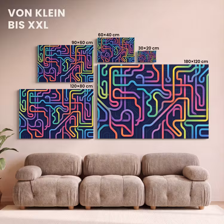 Retro - Abstract - Neon canvas 2cm klein -Xsfeer8_DE