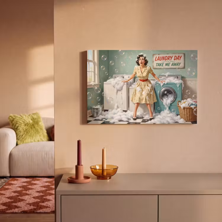 Retro - Blauw - Vrouw canvas 2cm klein -sfeer1