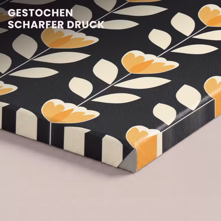 Retro - Bloem - Zwart - Okergeel canvas 2cm klein 34 -closeup_print_DE