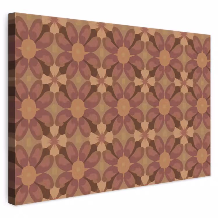 Retro - Bloemen - Bruin canvas 2cm klein 34 -3d