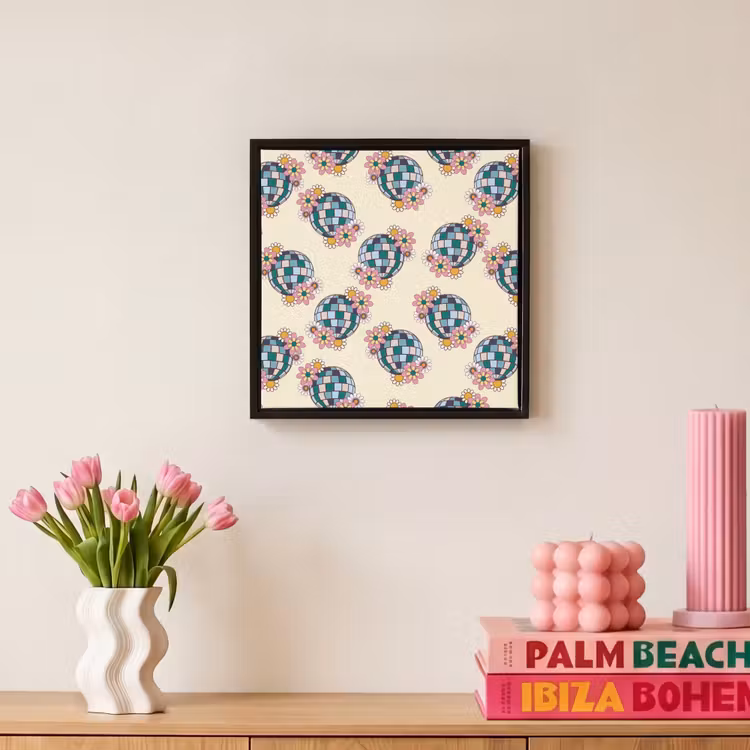 Retro - Disco - Bloemen - Discobal Canvas met baklijst klein 1124 -atmosphere_sfeer1_global