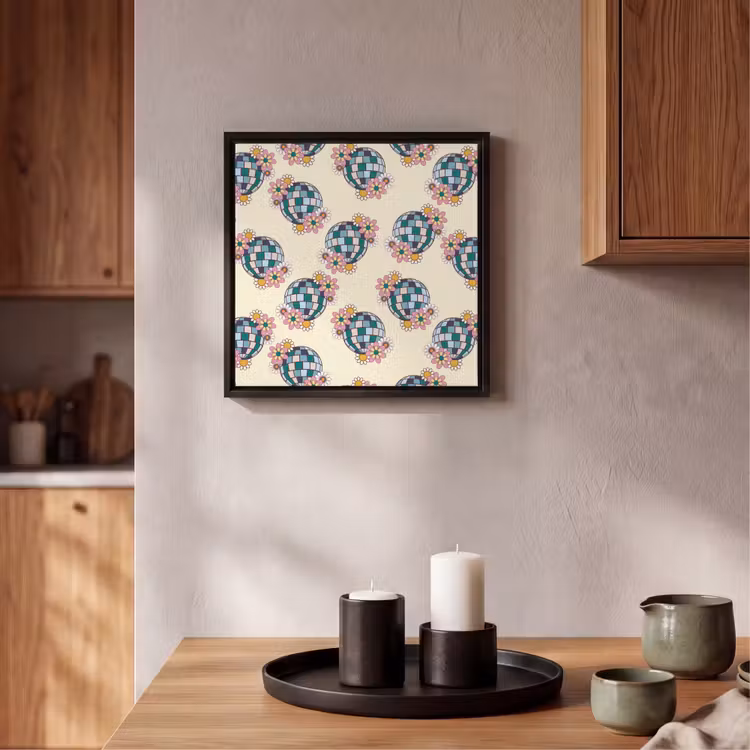 Retro - Disco - Bloemen - Discobal Canvas met baklijst klein 1124 -atmosphere_sfeer2_global