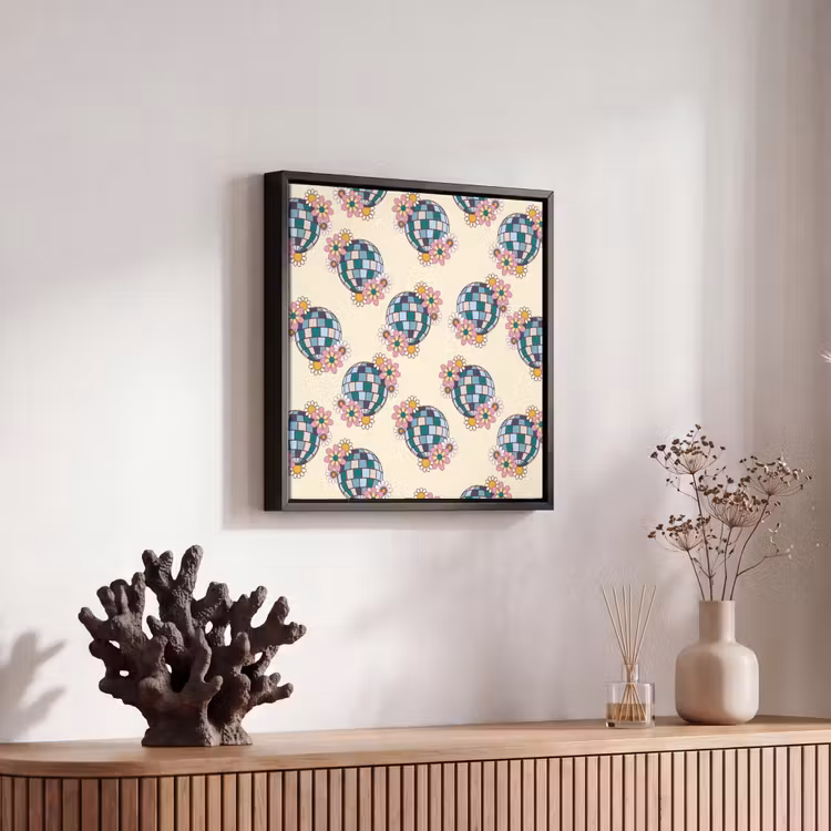 Retro - Disco - Bloemen - Discobal Canvas met baklijst klein 1124 -atmosphere_sfeer4_global