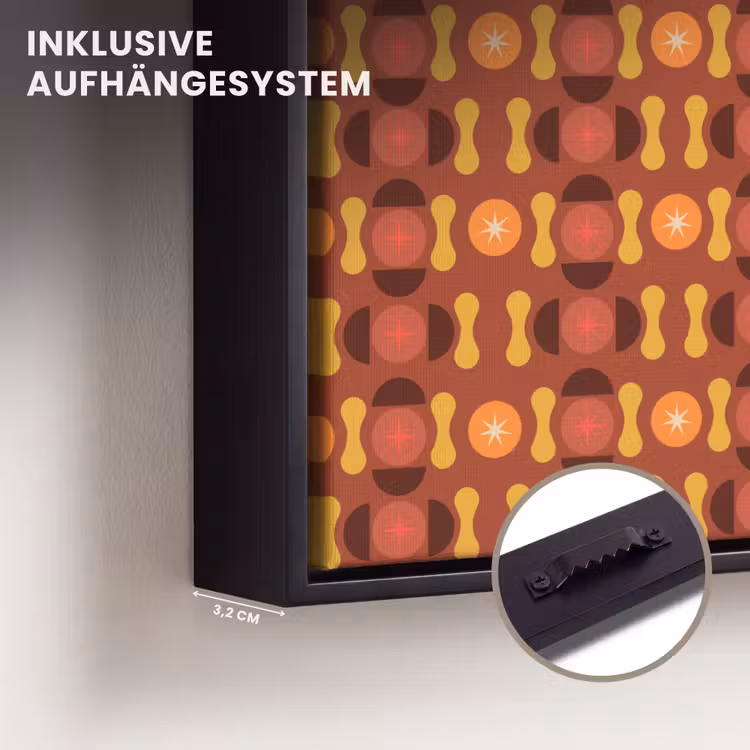 Retro - Disco - Hippie Canvas met baklijst klein 1124 -closeup_ophangsysteem_DE